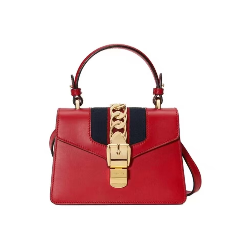 99新 GUCCI/古驰 红色手提款塞尔维亚小号/斜挎包/D店