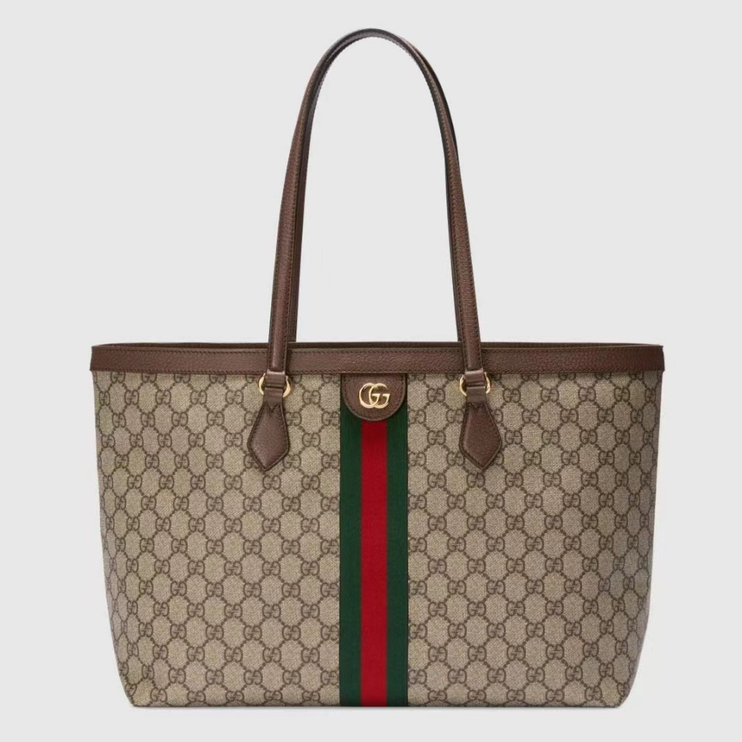 99新 GUCCI/古驰 大托特包中号  单肩包 卡其色（D店）