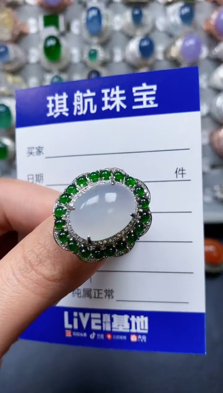 【闪购商品】翡翠戒指银S925镶嵌0459