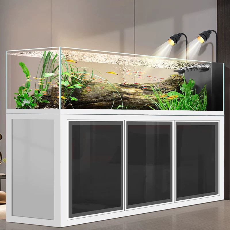 工业风溪流缸鱼缸水族箱底滤客厅超白玻璃兰寿背包侧溢流造景草缸