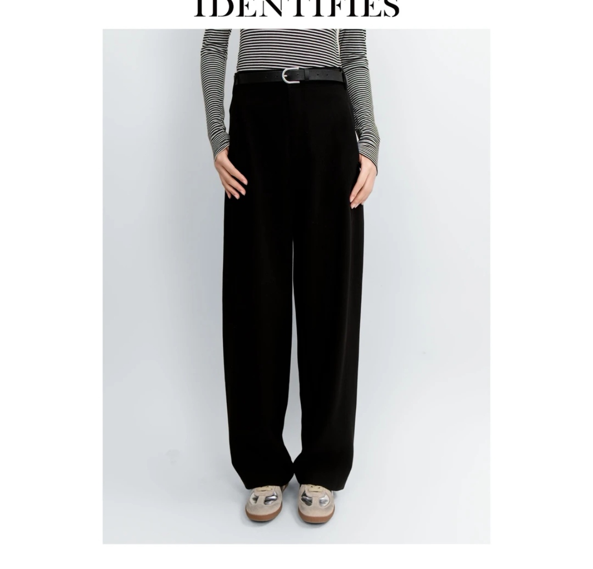 IDENTIFIES易缔媤香蕉裤显瘦高腰时尚深灰色宽松秋冬D13500