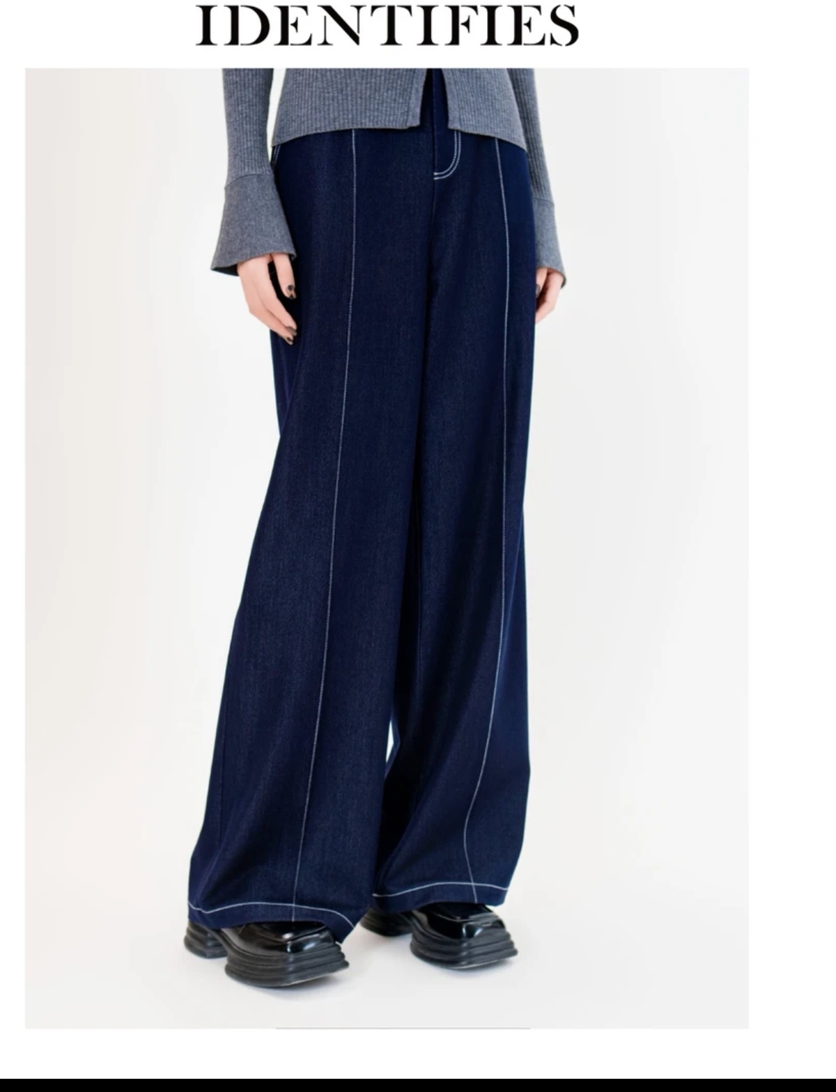 IDENTIFIES/易缔媤牛仔裤显瘦高腰时尚休闲复古宽松D13495