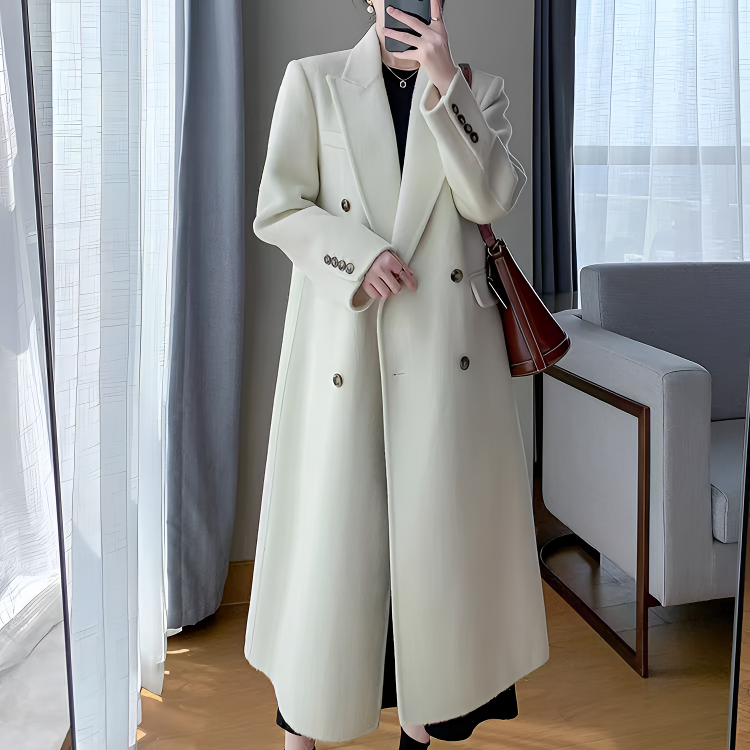 米优精选大衣女装秋冬短中长双面大版型加厚休闲气质百搭外套