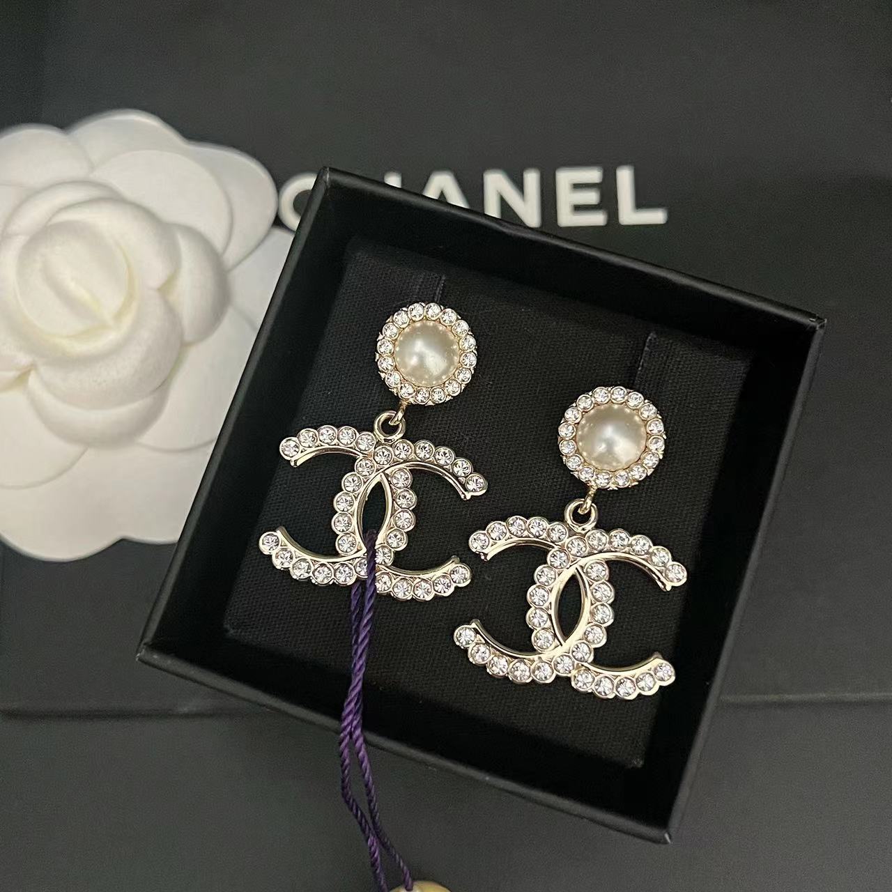 99新 Chanel/香奈儿 太阳花钻款大双C耳环 05576