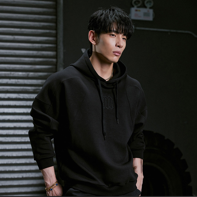 肌肉狗分割线重磅350g连帽卫衣长袖男冬空气层宽松套头衫