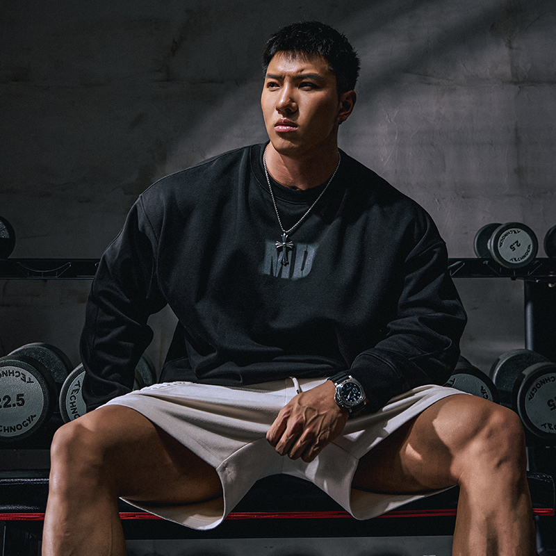 肌肉狗 运动圆领卫衣男冬季新款美式宽松休闲训练健身服套头衫