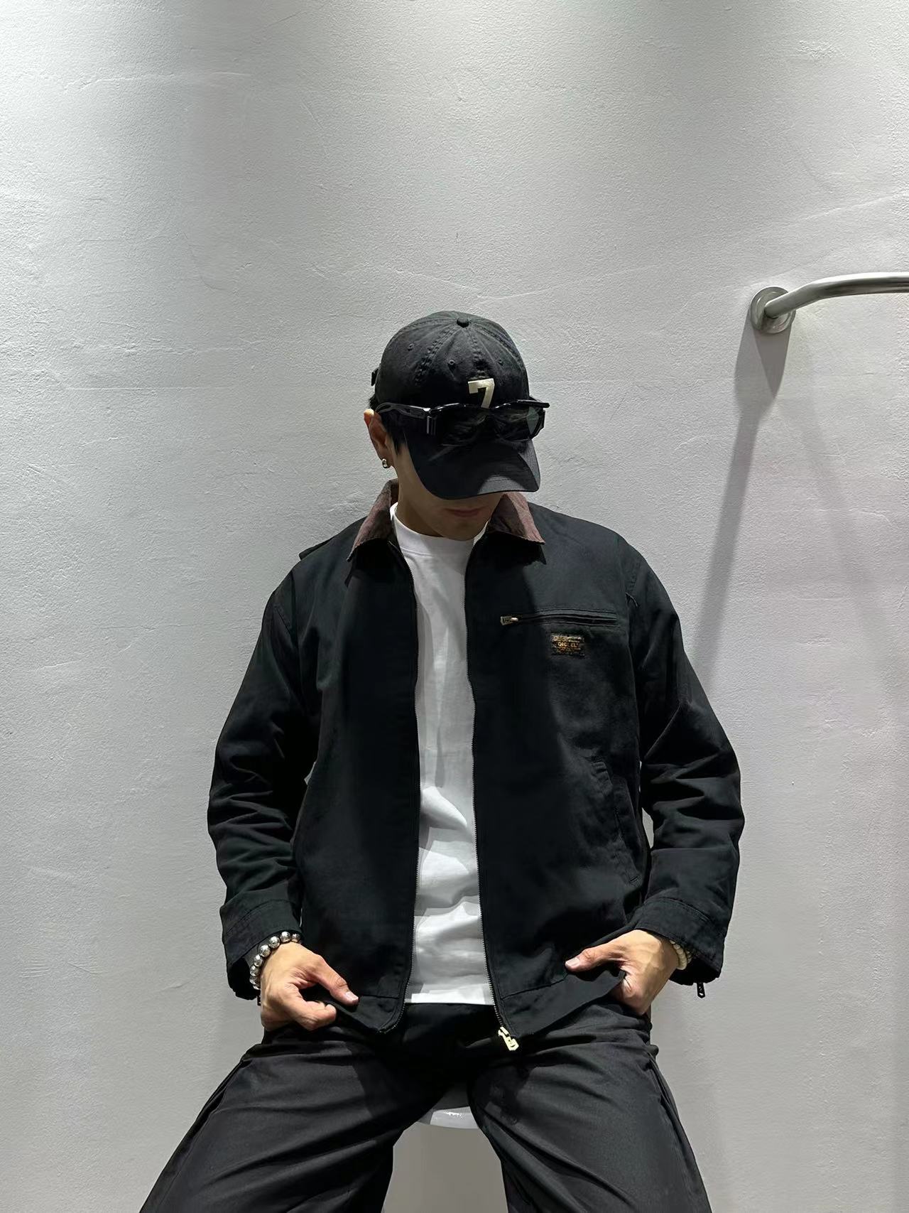  QIGLEL日系复古百搭帆布工装短款外套休闲时尚春秋简约潮流