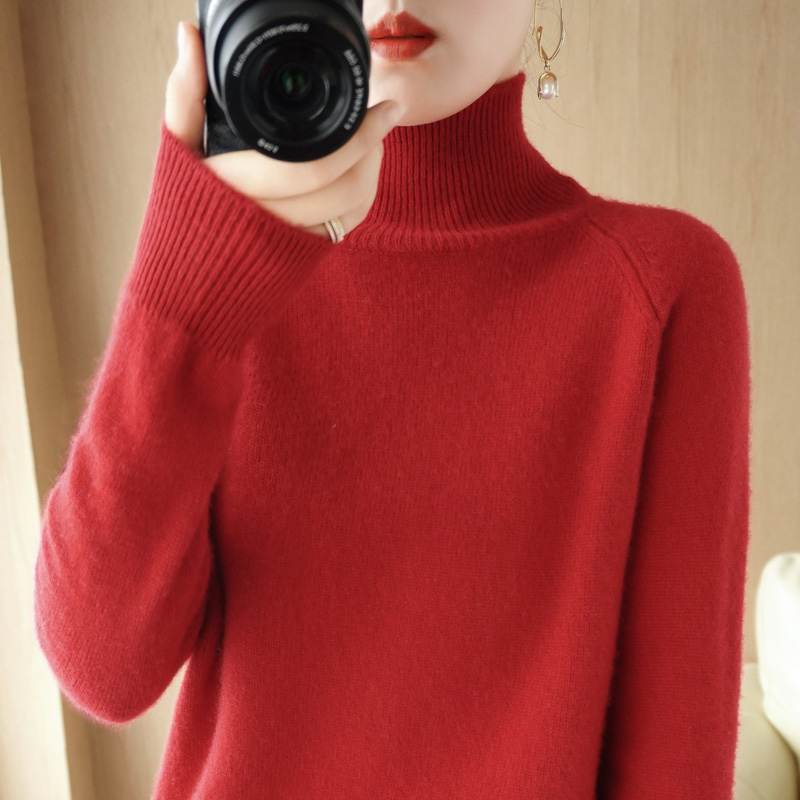 冬季高领加厚秋冬宽松毛衣女百搭半高领打底衫内搭显瘦针织衫毛衫