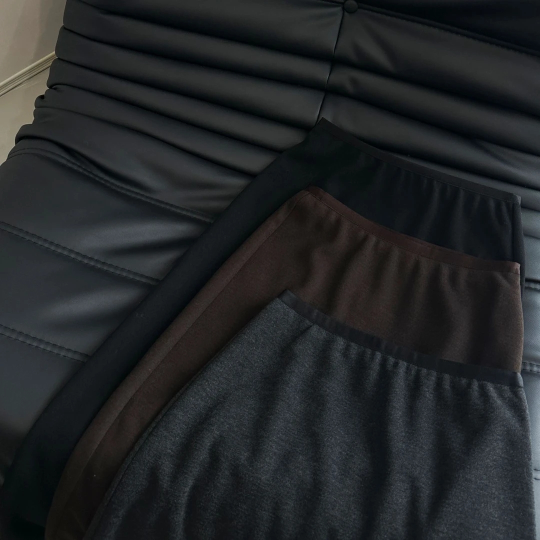 醋酸羊毛松紧显瘦弹力时尚2025秋半身裙