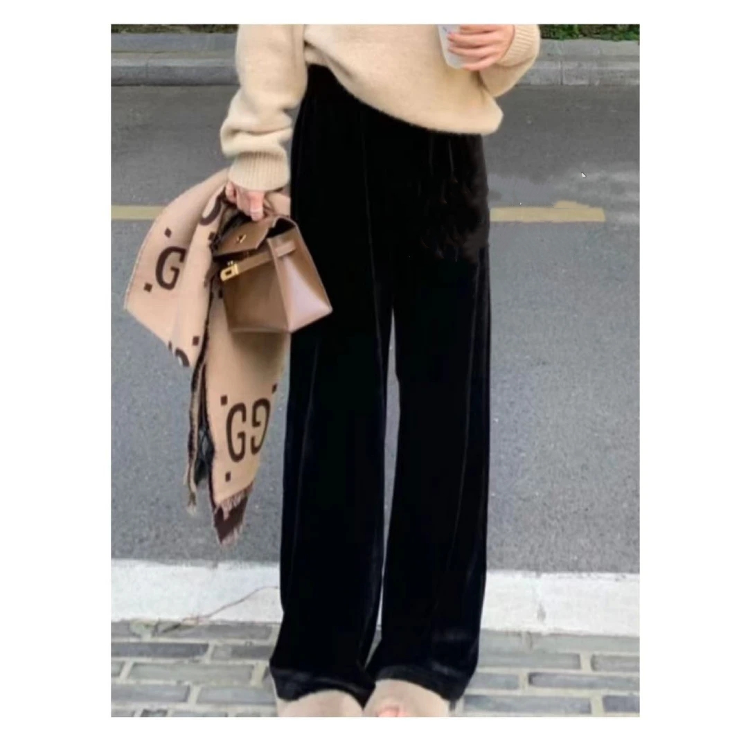 2024 冬季百搭显瘦丝绒裤真的好穿 版型特别好 秋冬宽松