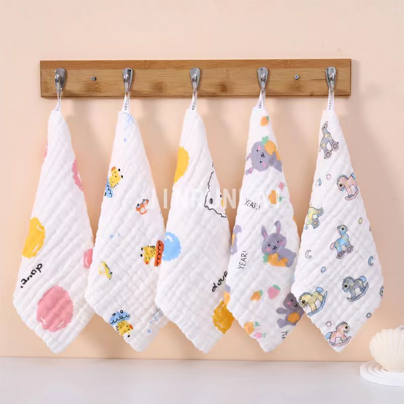 【5条装】纯棉纱布婴儿洗脸巾柔软吸水小毛巾洗脸家用新生儿用品