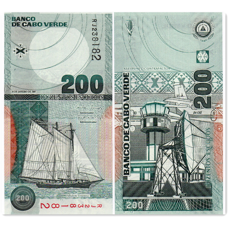 非洲 佛得角200埃斯库多 纸币2005年 P-68全新UNC