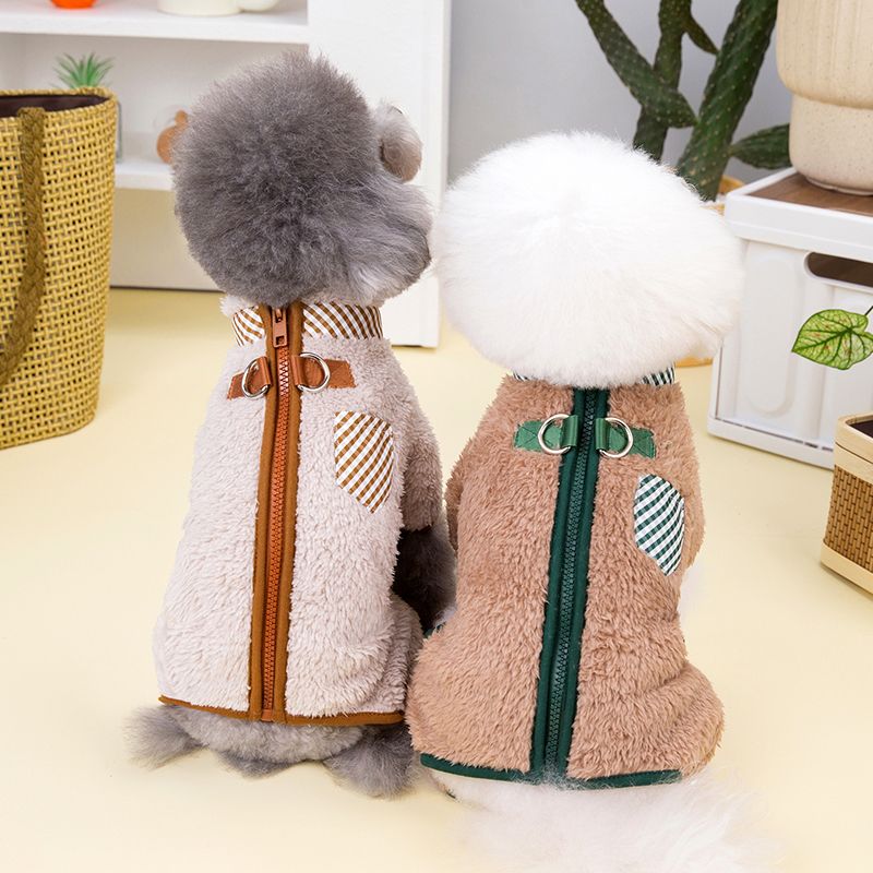 狗狗衣服秋装秋冬季四腿衣保暖绒衣后背拉链宠物猫小型犬泰迪比熊