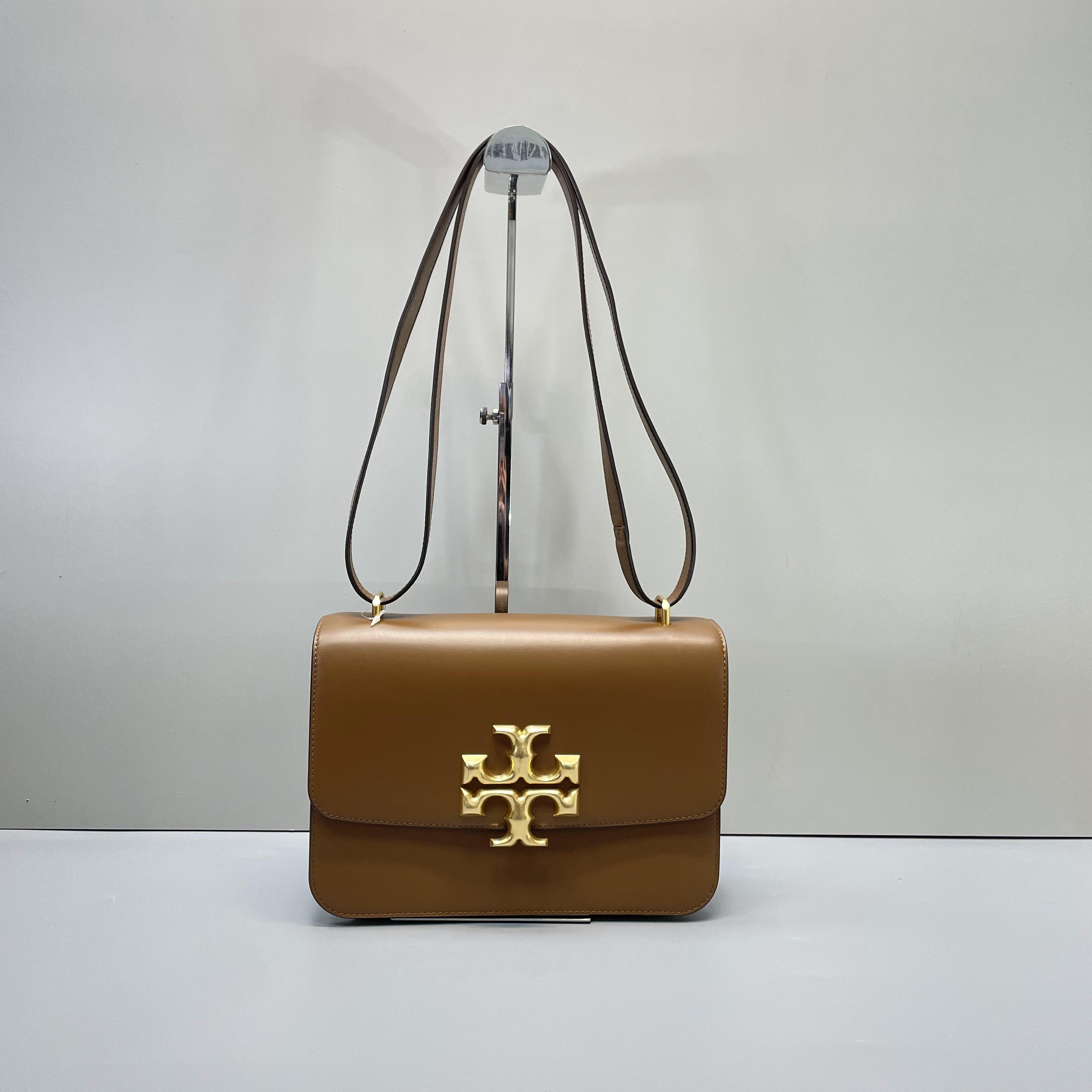 95新 TORY BURCH/汤丽柏琦  ELEANOR 棕色大号时尚女包25x16x7cm