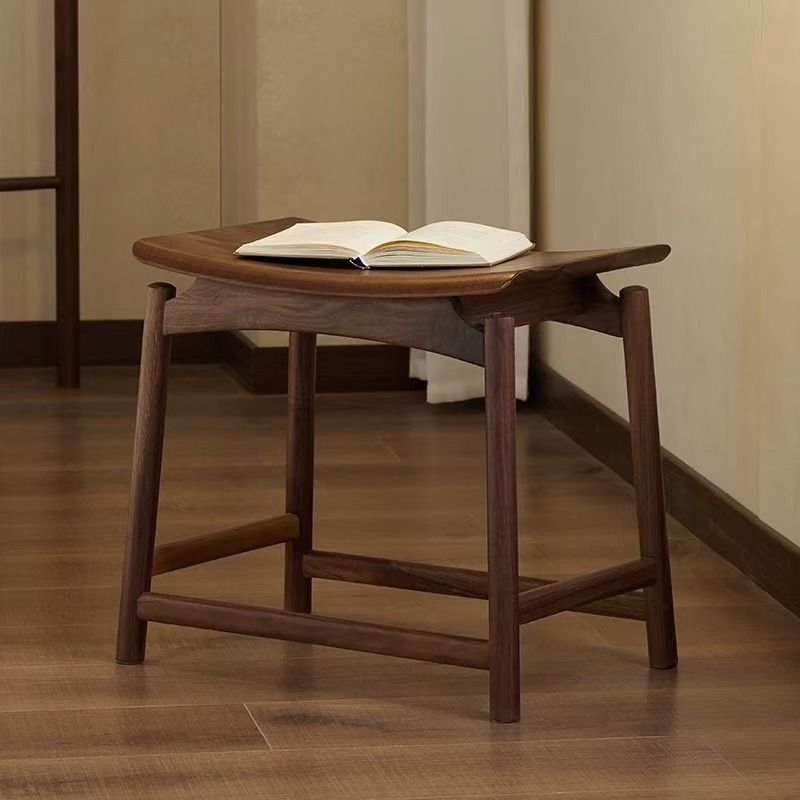 新中式实木板凳禅意休闲椅 马鞍凳 茶凳