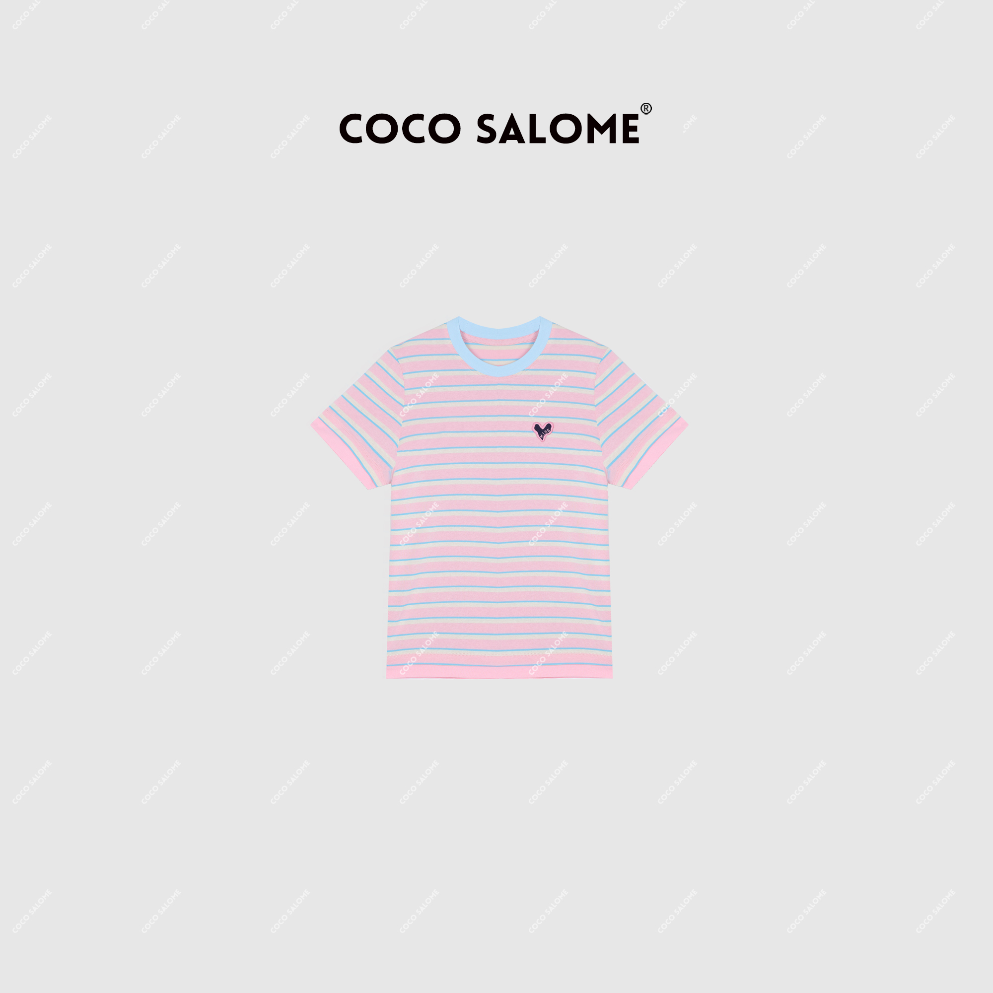 COCO SALOME⑥【彩虹马】夏季简约横条休闲气质短袖T恤092L