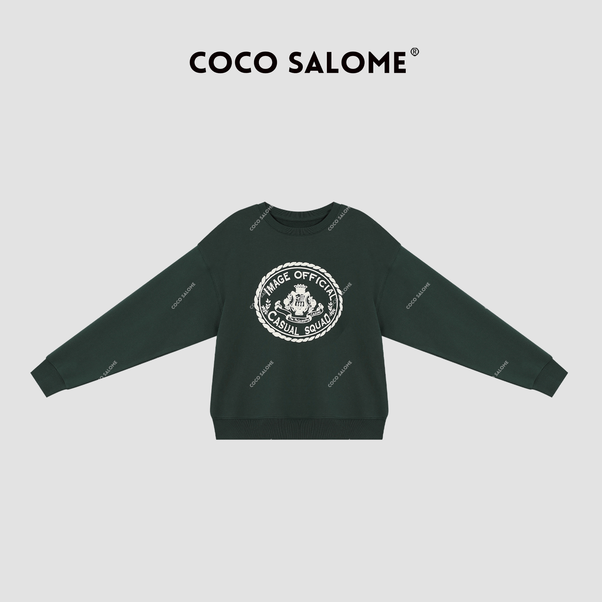 COCO SALOME⑥【雨林】2025秋冬100棉简约圆领套头卫衣983L