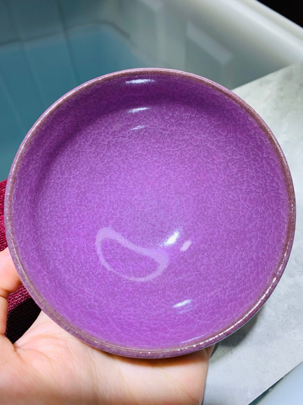 紫色冰裂平口陶瓷茶具