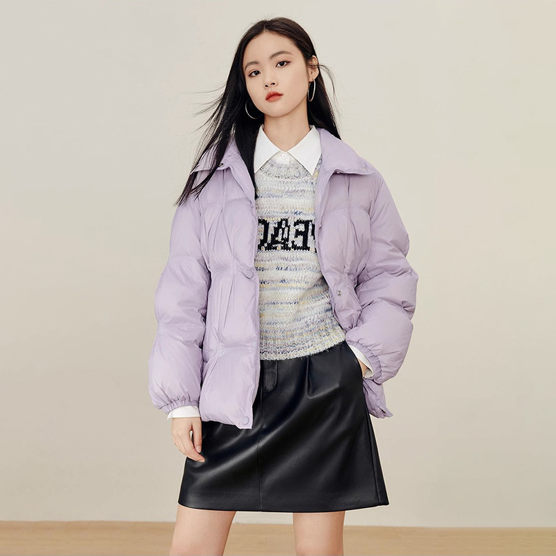 短款面包羽绒服女2023秋冬新款小香风白鸭绒外套女 A8ACC4X0301