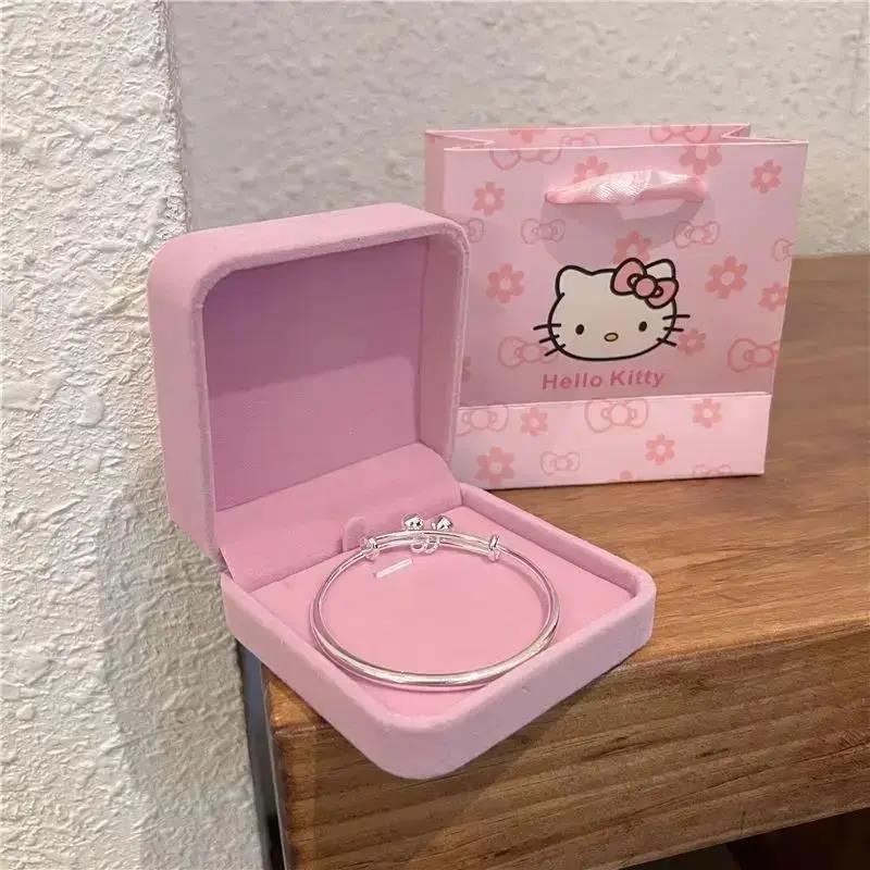 足银手镯   老凰祥满铃铛纯银手镯女9999实心推拉足银镯四叶草年