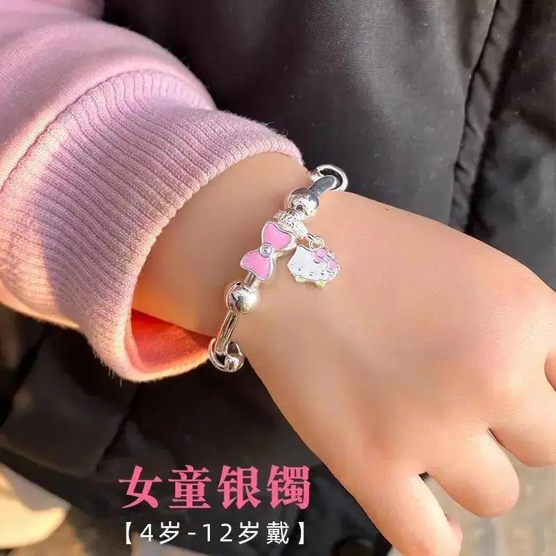 足银手镯   纯银儿童手镯银手镯儿童婴儿手环小孩中大童女孩银镯
