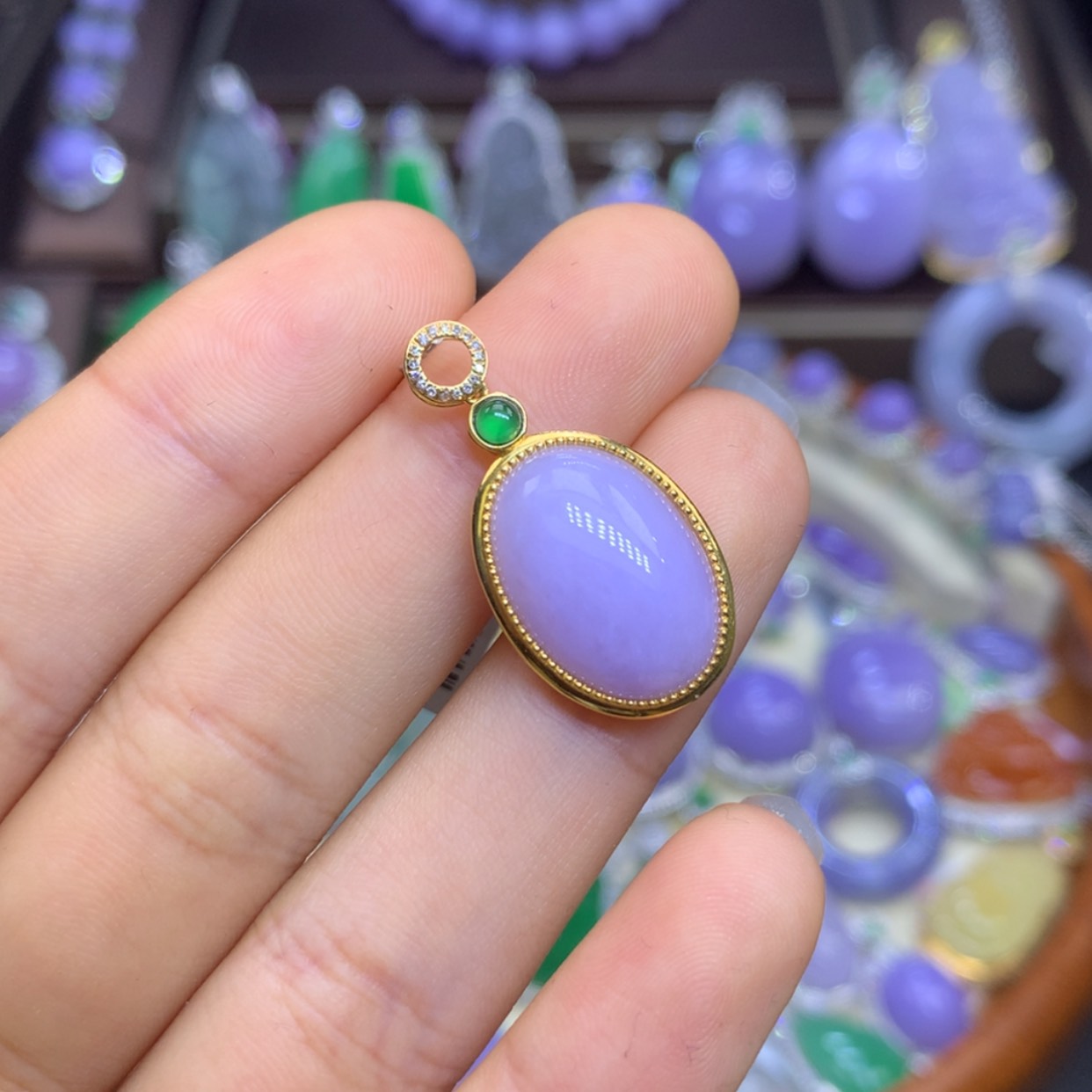 【闪购商品】翡翠颈饰18K金镶嵌善*