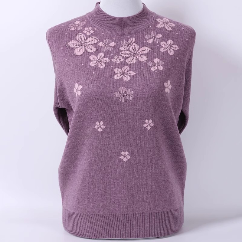 妈妈装加厚毛衣女冬装中老年毛针衫长袖套头针织打底衫奶奶装上衣