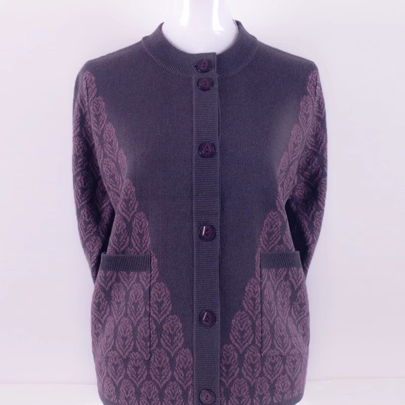 中老年女装妈妈装毛衣毛针衫开衫外套秋冬装女60-70岁奶奶上衣