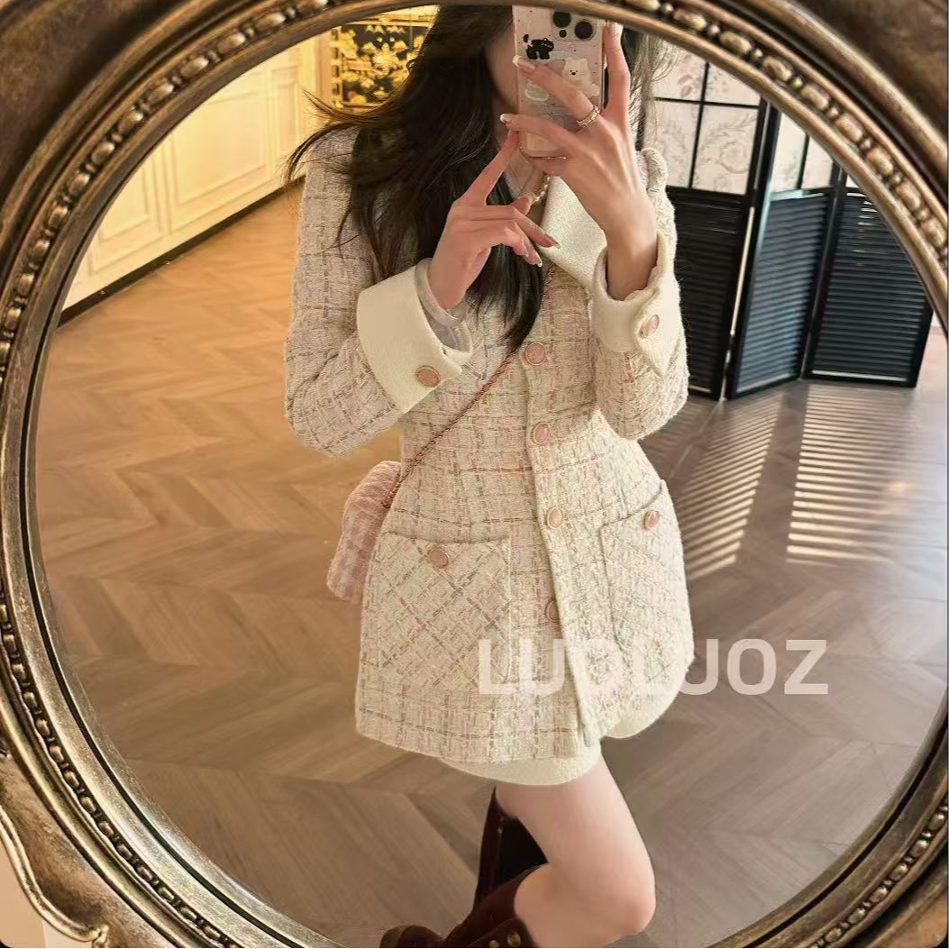 【现货】LUOLUOZ【暗香花语】绵羊毛羽绒收腰上衣＋短裤两件套JF419