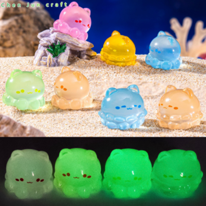 创意夜光水母微景观海洋动物迷你桌面装饰摆件