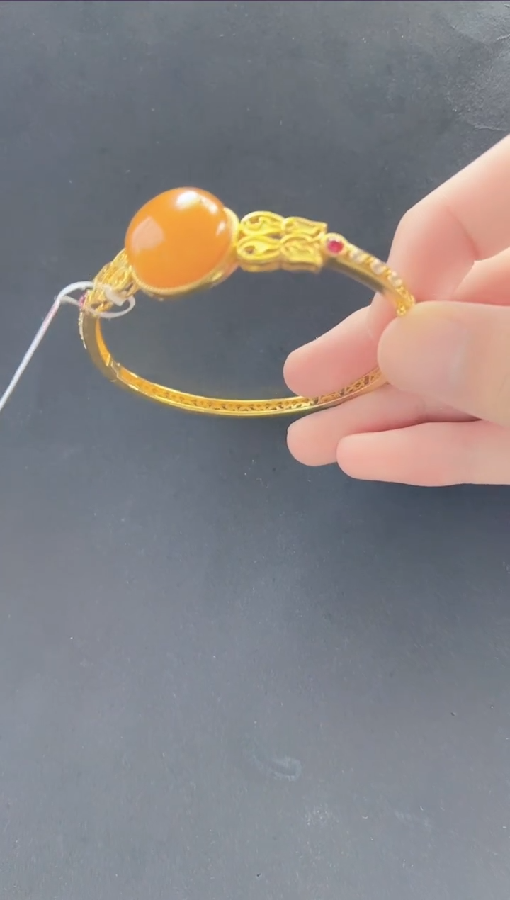 【闪购商品】蜜蜡裸石银S925镶嵌手镯