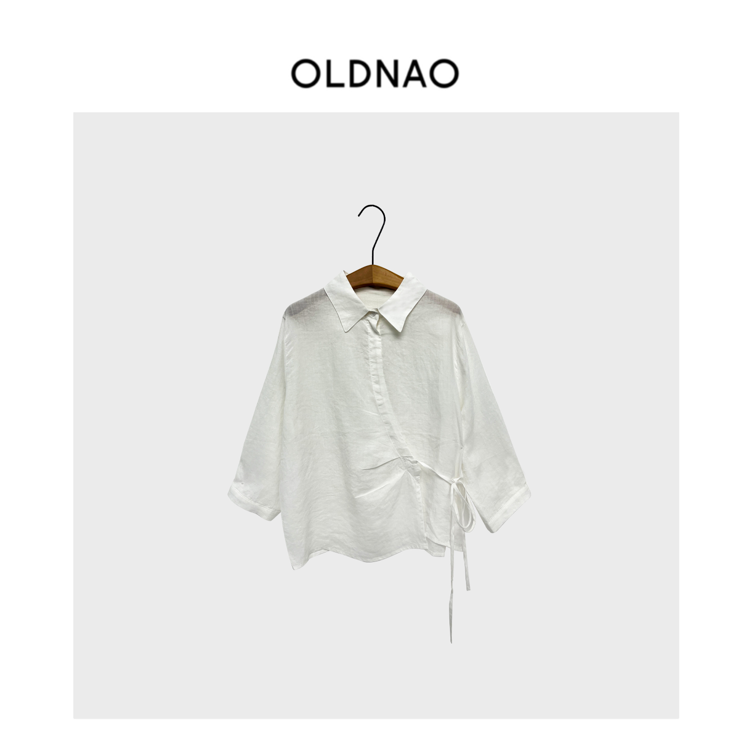 【OLDNAO】老钱气质苎麻斜襟七分袖衬衫-JJ-7226