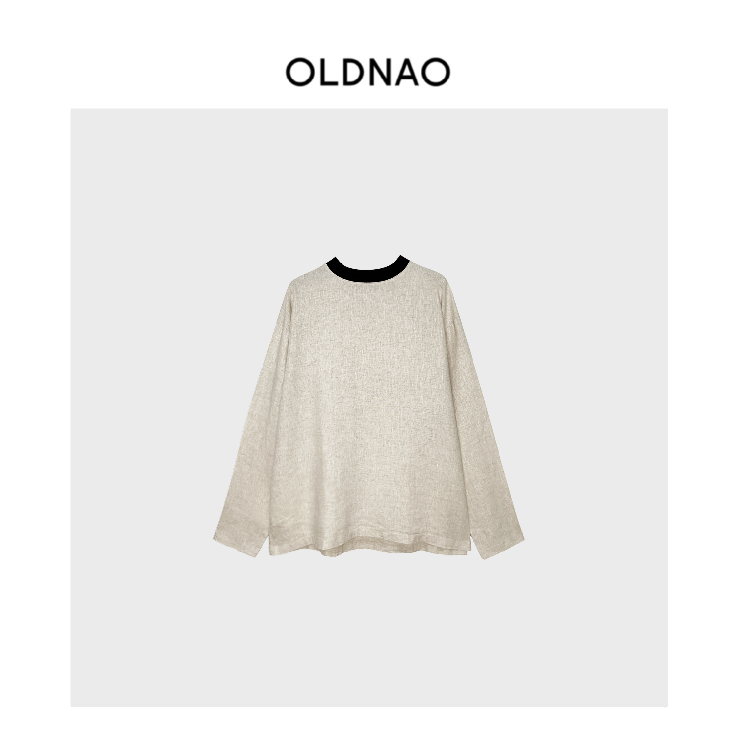 【OLDNAO】黑标高定线亚麻肌理感圆领套头上衣-NN-62
