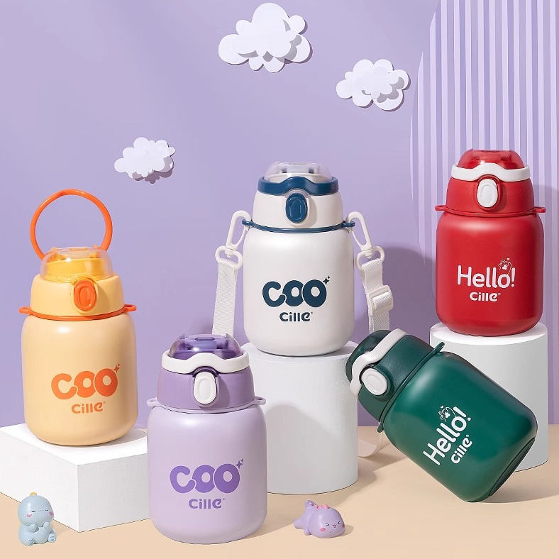 希/乐家用保温杯男女316不锈钢防摔学生商务保温杯可爱吸管双饮杯