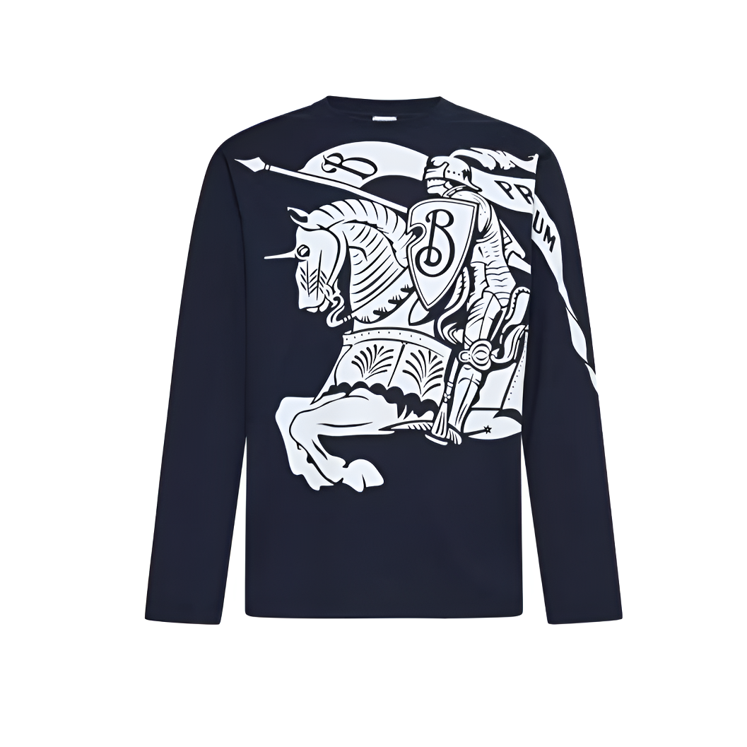 全新未使用 BURBERRY/博柏利 战马大LOGO黑色长袖T恤