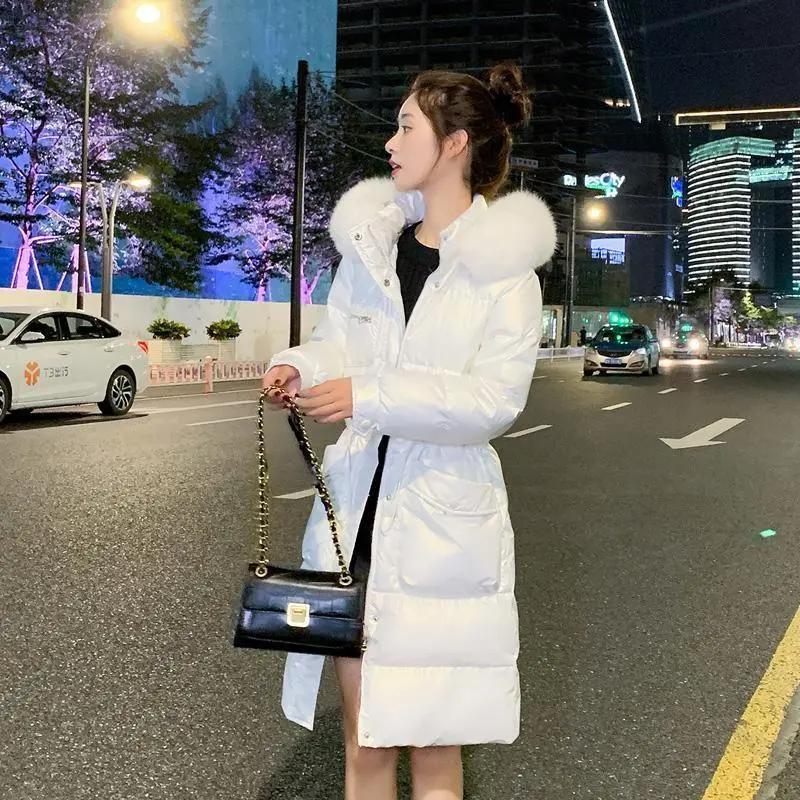 艾莱依羽绒服白鸭绒2023冬新款高档免洗小个子白色羽绒服女中长款