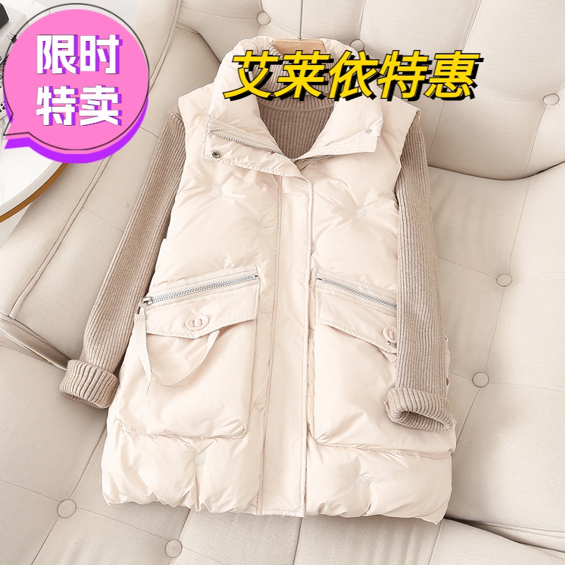 艾莱依羽绒服马甲女学生加厚外套秋冬季韩版宽松坎肩背心棉马夹潮