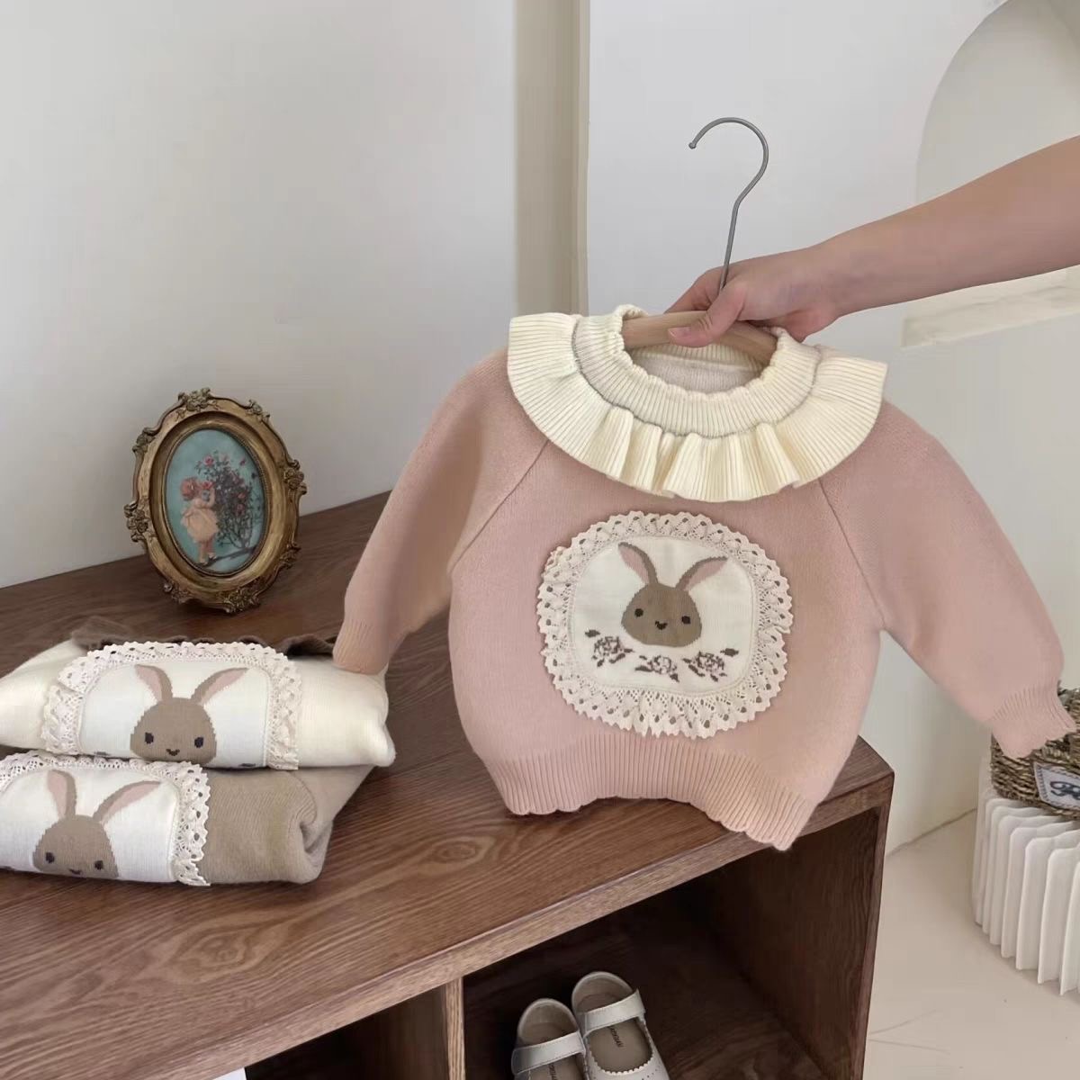 XM韩系女童加绒毛衣2025女宝宝加厚圆领套头针织衫一体绒打底衫