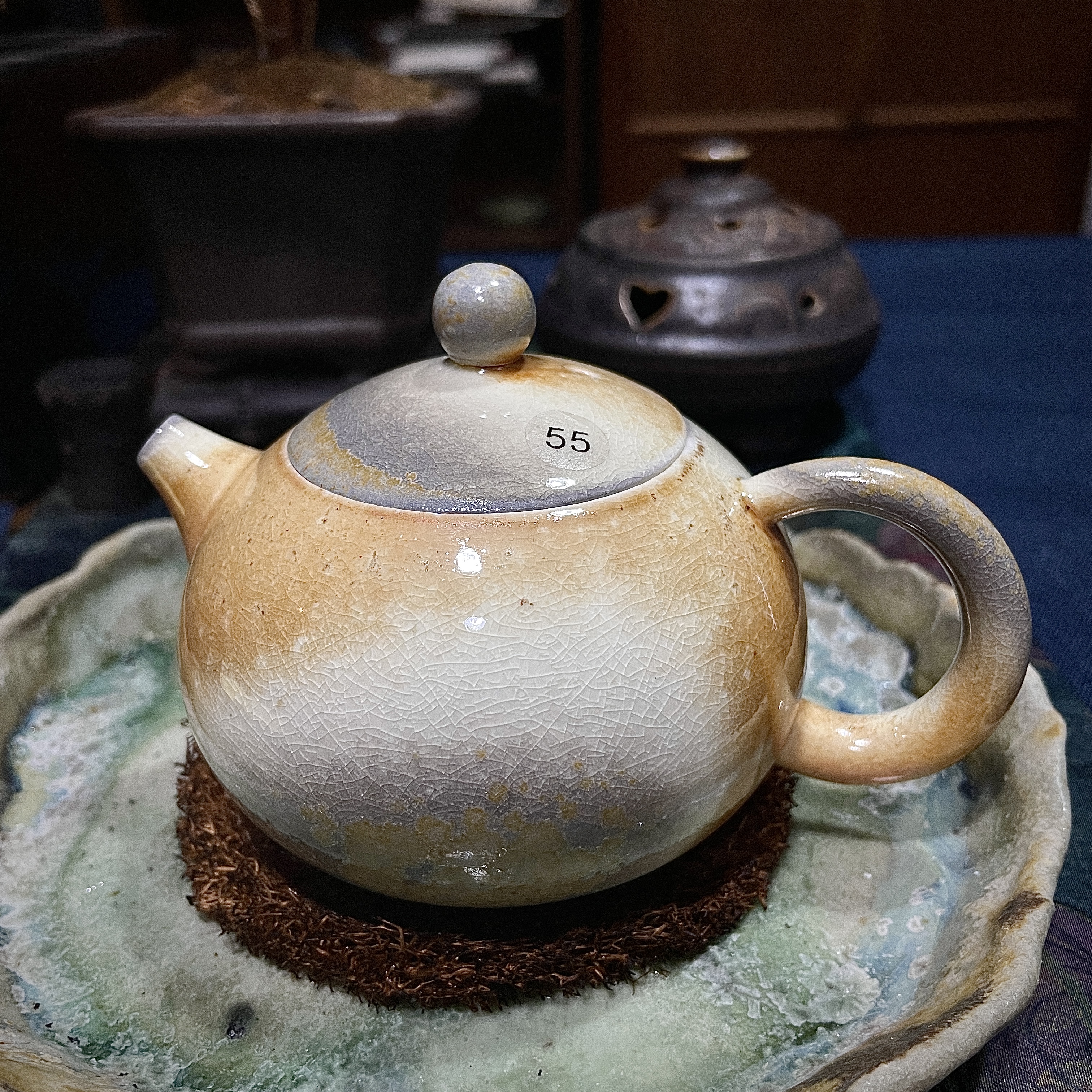 55号仿手工中白泥柴烧茶壶家用复古陶瓷壶150-160ML