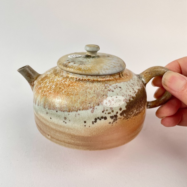 110号全手工中白泥柴烧茶壶家用复古陶瓷壶150-160ML