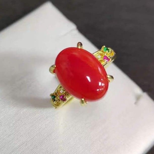 【香港盛世珠宝】MT1001-高档珠宝-天然耶利亚玫瑰精美玛瑙戒指