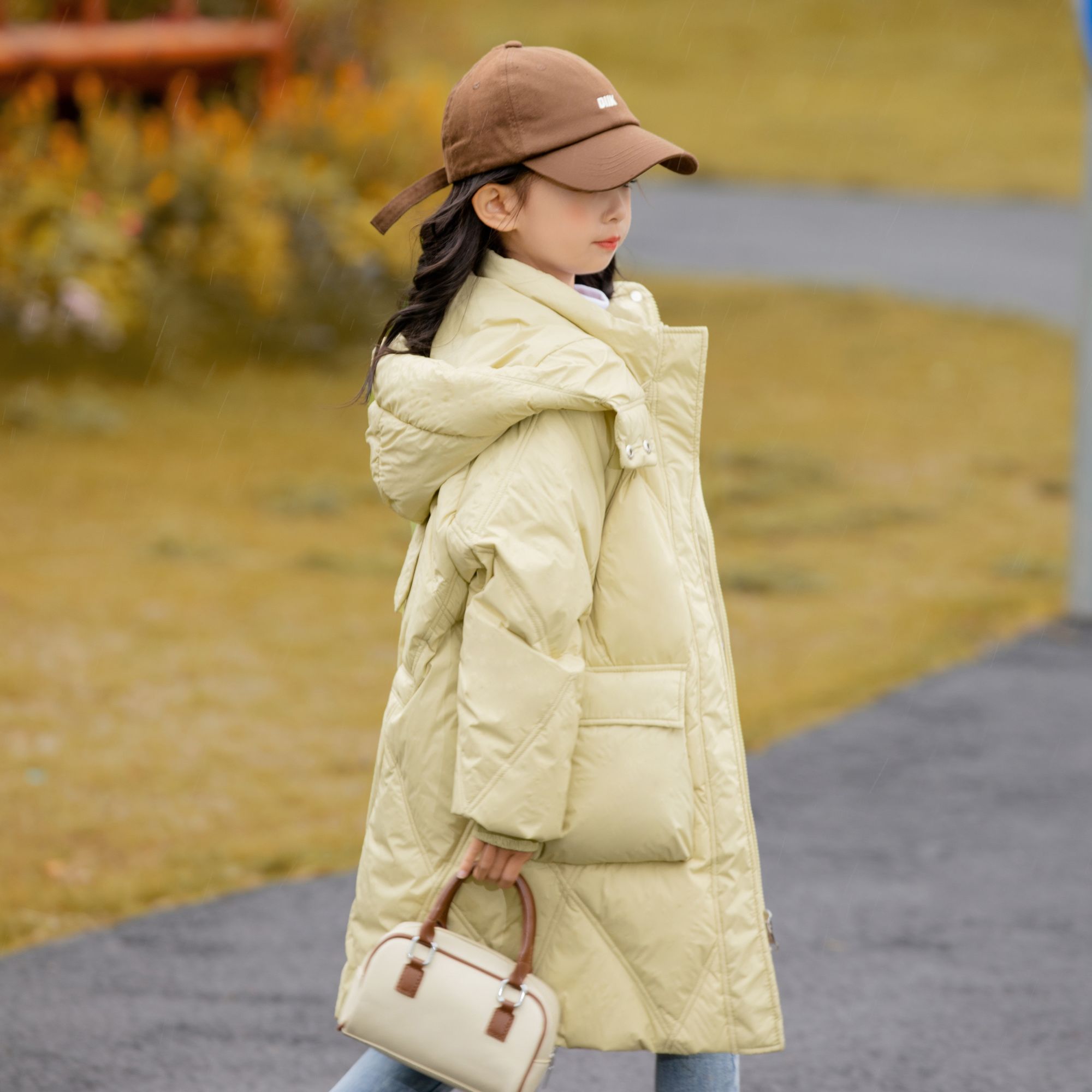 儿童羽绒服女童中长款中大童韩版白鸭绒冬季加厚童装冬装外套过膝