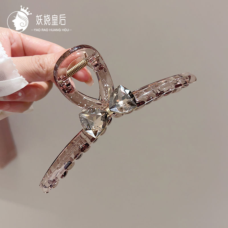 夹子发饰头饰韩国东大门水晶蝴蝶结鲨鱼夹发夹后脑勺抓夹设计感女