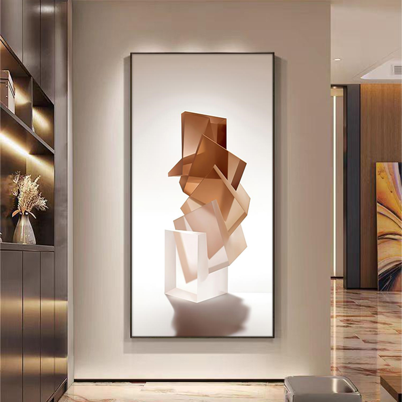 现代简约轻奢抽象几何入户正对门装饰画玄关走廊过道挂画高级感