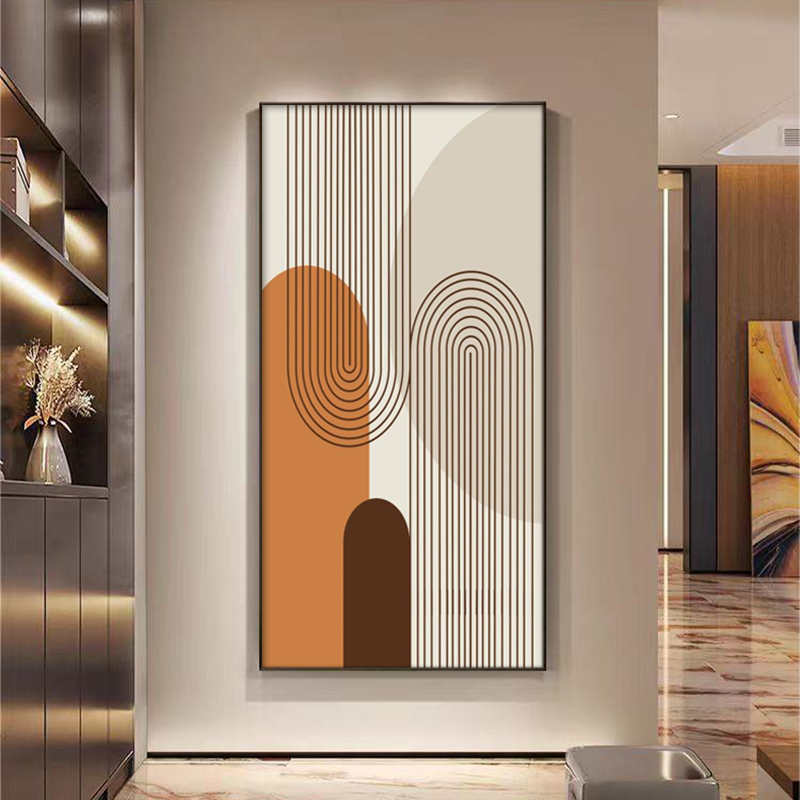 莫兰迪装饰画入户正对门走廊过道玄关现代简约抽象线条挂画高级感