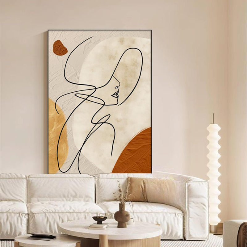 抽象人物线条艺术奶油风客厅沙发背景墙装饰画落地画玄关卧室挂画