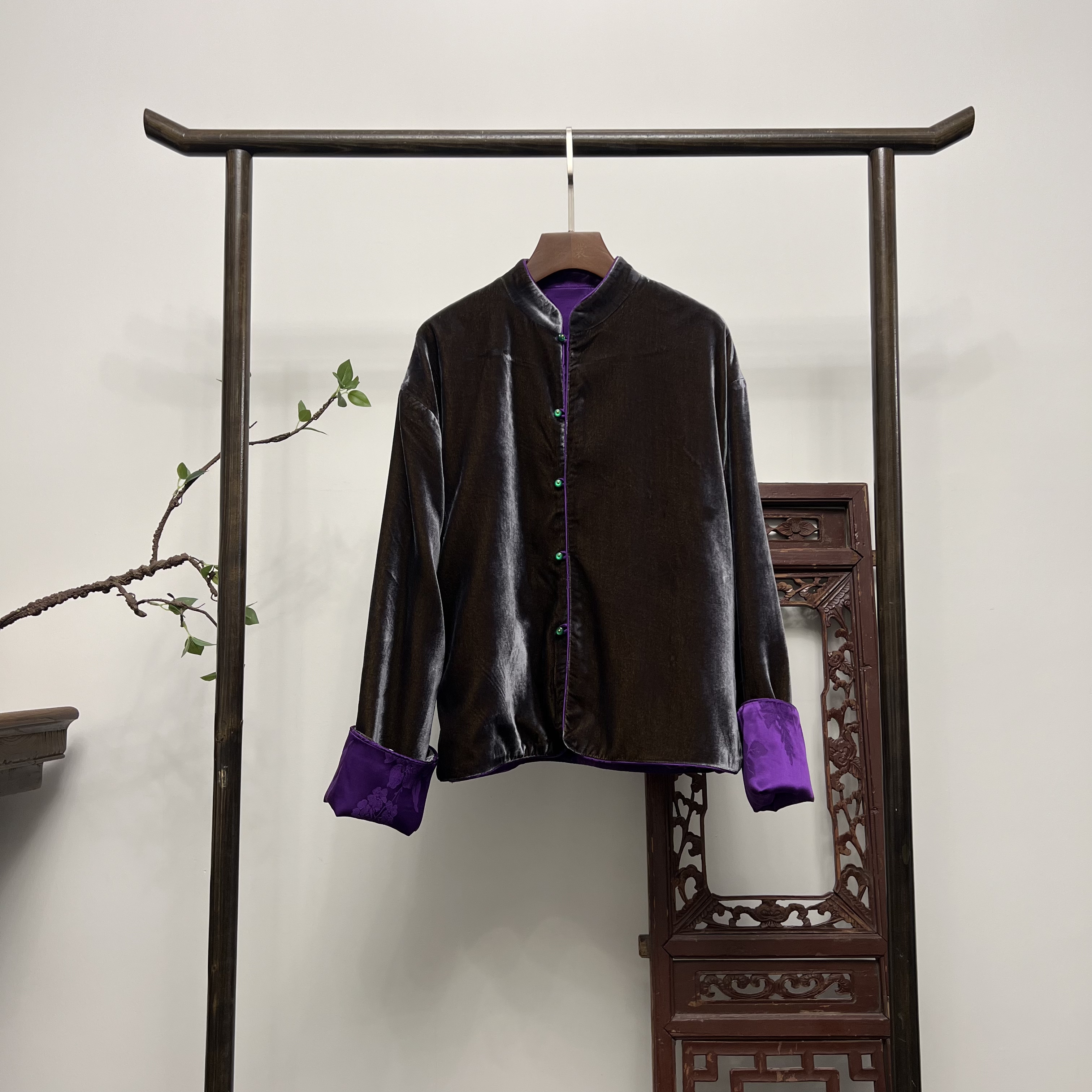 【紫月星河】新中式双面双穿桑蚕丝加厚外套W50130