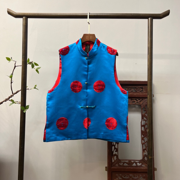 【古醉】非遗漳绒缎坎肩桑蚕丝马夹M40036