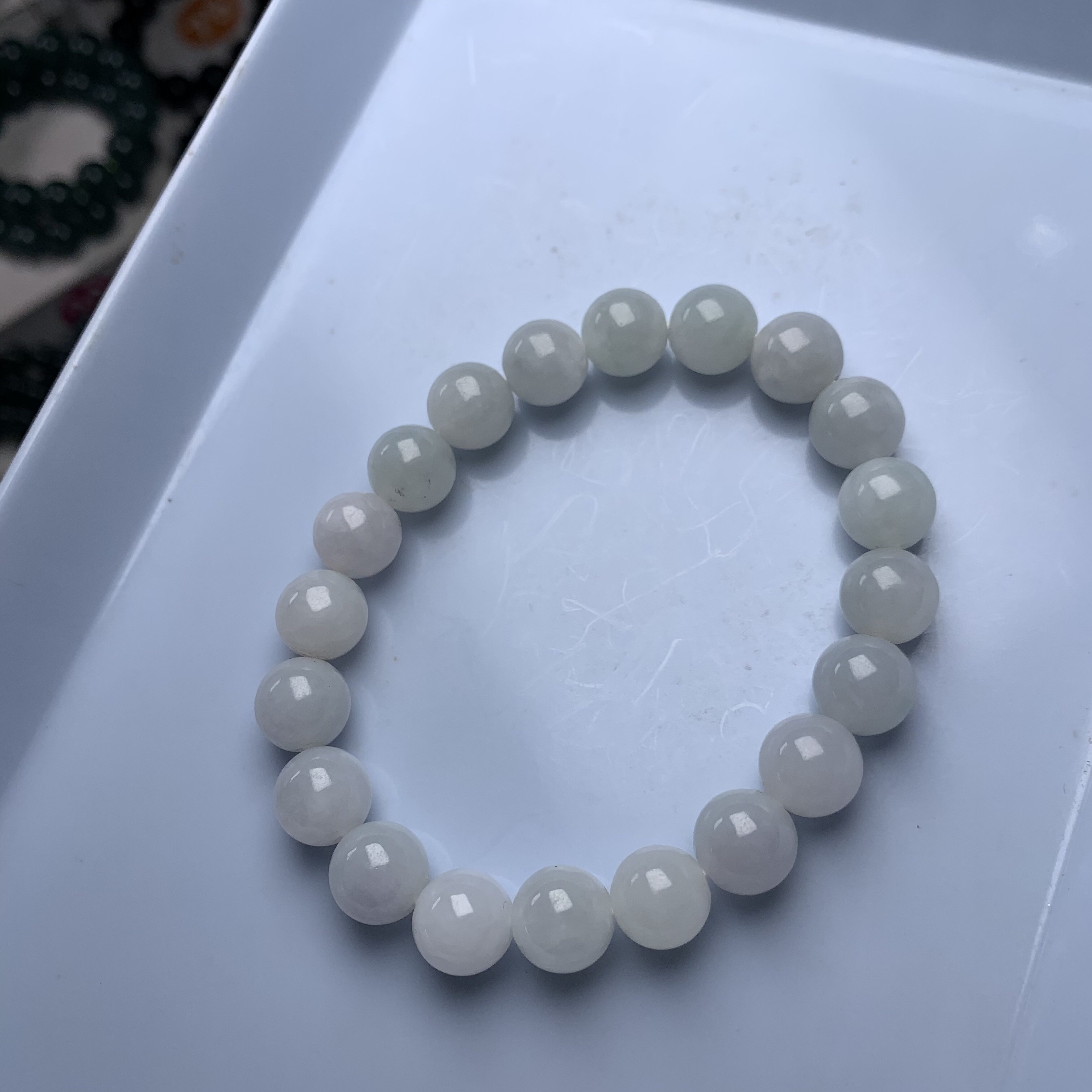 正宗高端缅甸白月光糯种透光正品牛奶白上等女生正品100%翡翠珠串