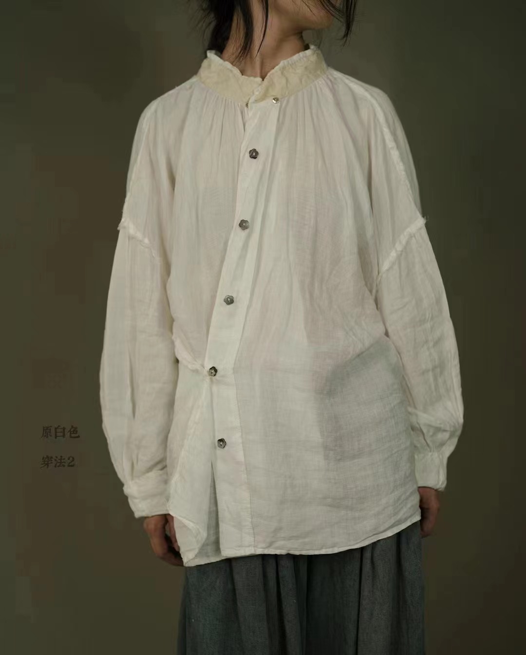 【小姨】分享原创设计炒色亚麻衫，衣长74/148胸围